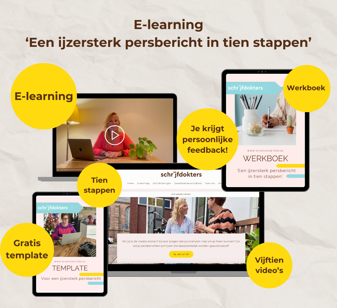 Dit krijg je: e-learning 'Een ijzersterk persbericht in tien stappen'